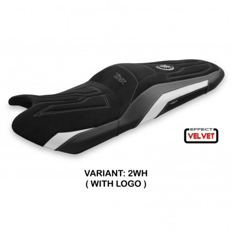 Rivestimento sella Yamaha T-Max 17-21 Scrutari 2 velvet LOGO 2WHbianco